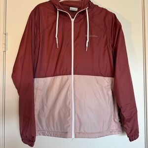 Columbia Men's Windbreaker - Burgundy and Light Pink